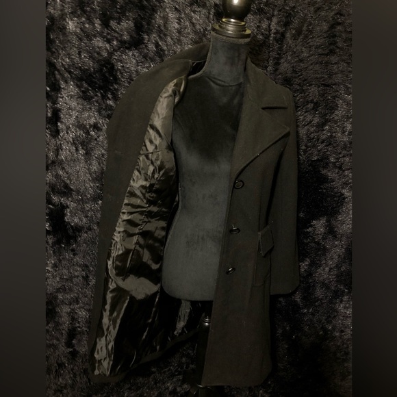 Black Winter Coat Jennyfer J brand 50/50 Wool/Polyester Women’s Size Small - Picture 4 of 7